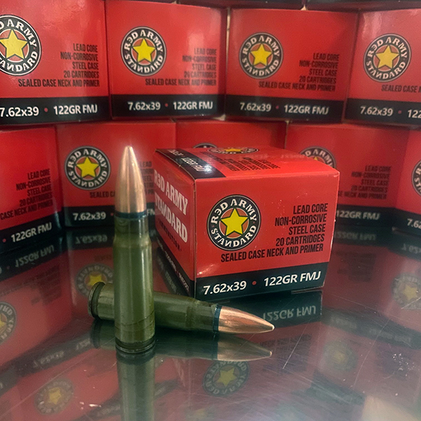 Red army standard 7 62x39 122 gr fmj laquer case 20 rnd box am3387 20